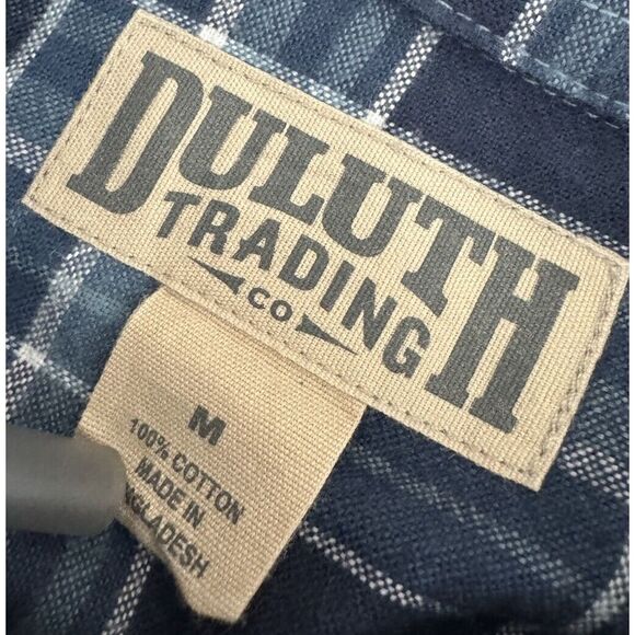 Duluth Trading Co Mens Flannel Shirt Long Sleeve Button Lightweight Blue‎ Medium - Picture 3 of 4